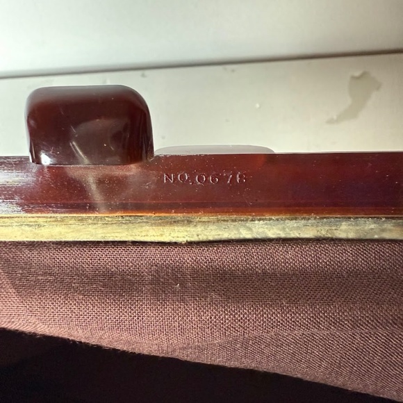 Vintage Brown Genuine Suede Leather Clutch Purse w/ Leucite Closure Bag 1970s - Picture 6 of 7